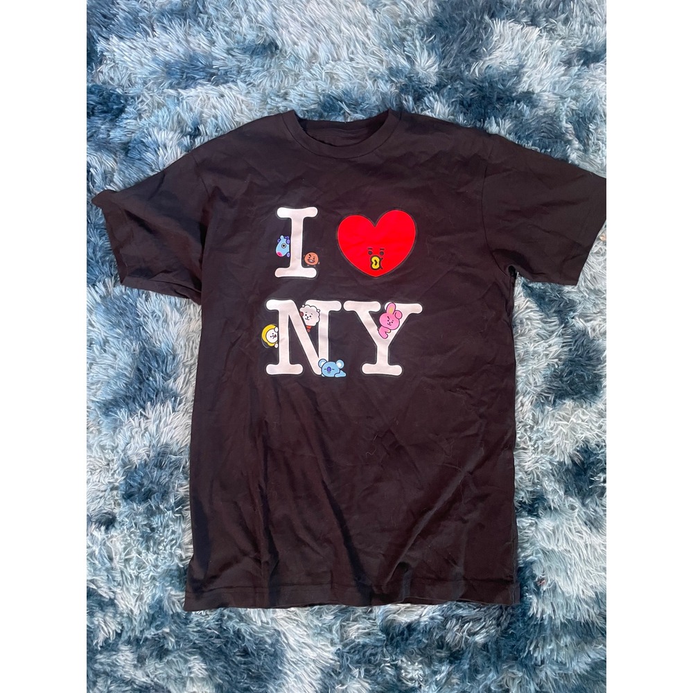 BT21 I Love NY Black Graphic T Shirt‎ Tee Medium M Kpop Fan